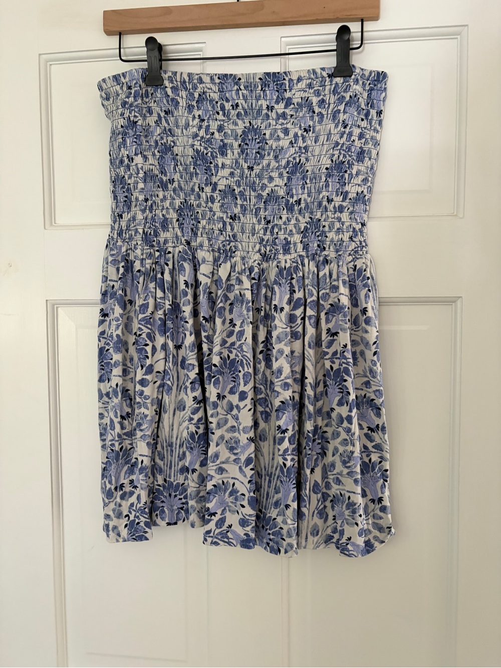 Blue & White Floral Smocked Sundress top tunic tory burch xl